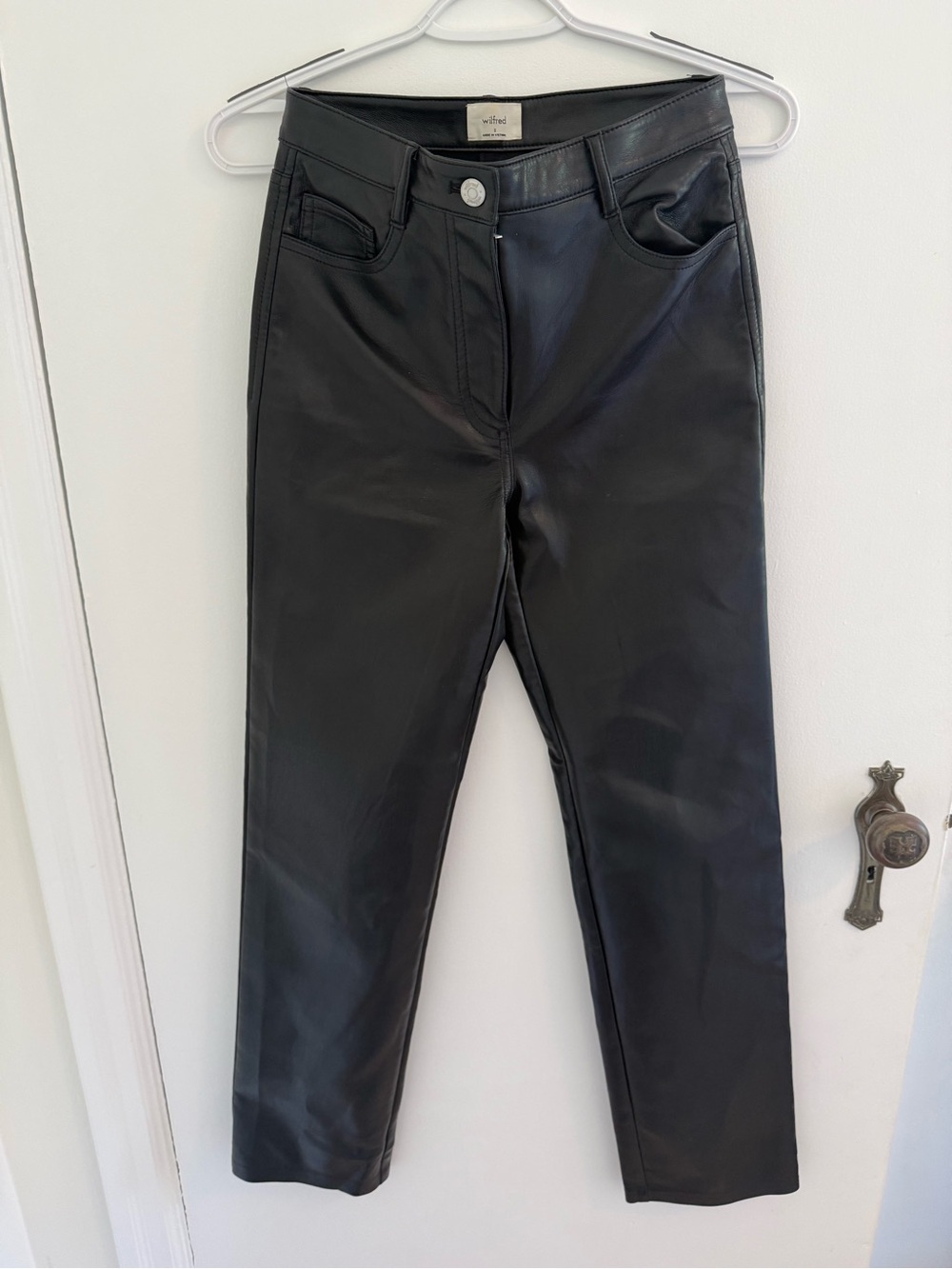 Wilfred Black Faux Leather Pants